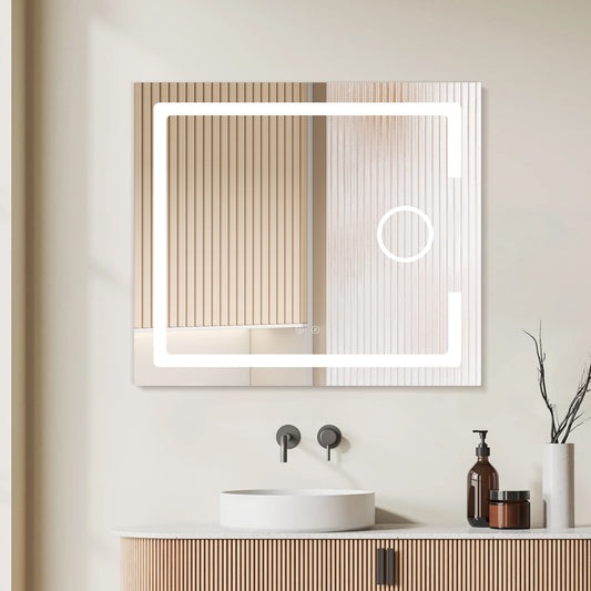 BALI LED-baderomsspeil med 3x forstørrelse og duggfritt glass