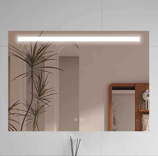 LINE LED-baderomsspeil med metallramme og antidugg