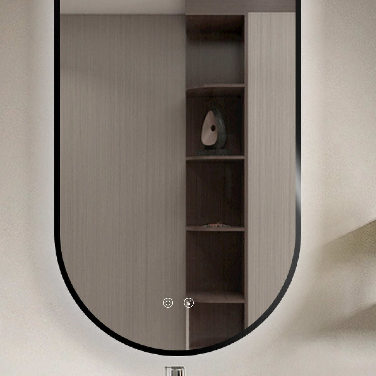 SELENE Gold & Black buet LED-baderomsspeil med antidugg